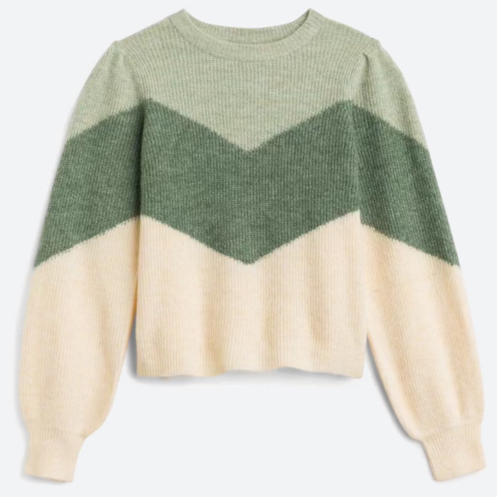 Vero Moda Ziggy Ribbed Balloon Sleeve Pullover in Light Green l Cozy l Crew Neck